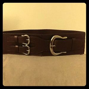 Leather Wide Elastic Stretch Waist Belt